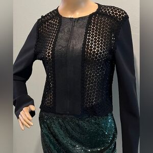 Elie Tahari Lamb Leather & Lace Pearson Jacket Top Size Small   New With…